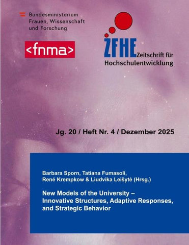 ZFHE 20-4: New Models of the University - Innovative Structures, Adaptive Responses, and Strategic Behavior