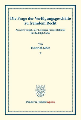 Die Frage der Verfügungsgeschäfte zu fremdem Recht.