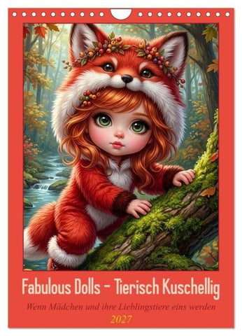 Fabulous Dolls - Tierisch Kuschellig (Wandkalender 2027 DIN A4 hoch), CALVENDO Monatskalender