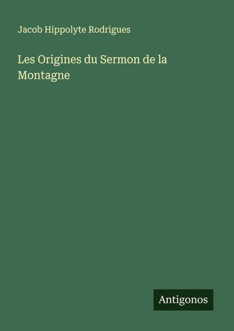 Les Origines du Sermon de la Montagne