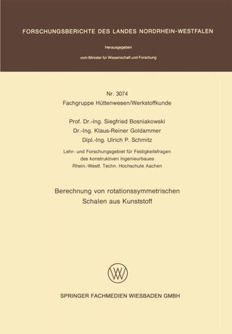 Berechnung von rotationssymmetrischen Schalen aus Kunststoff