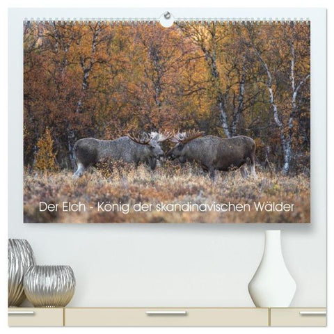 Der Elch - König der skandinavischen Wälder (hochwertiger Premium Wandkalender 2026 DIN A2 quer), Kunstdruck in Hochglanz