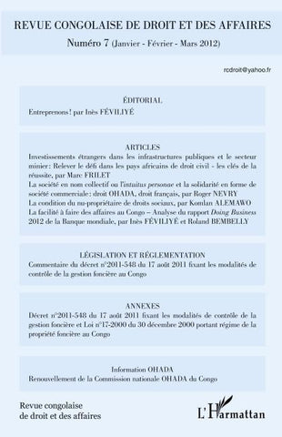 Revue congolaise de droit et des affaires
