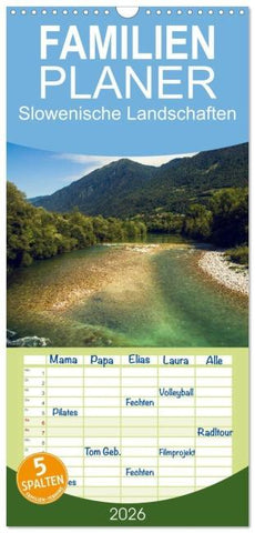 Familienplaner 2026 - Slowenische Landschaften mit 5 Spalten (Wandkalender, 21 x 45 cm) CALVENDO
