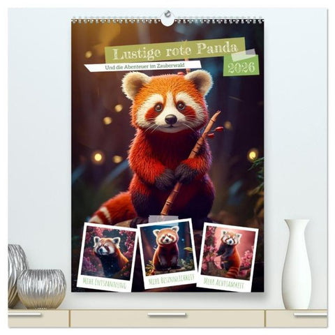 Lustige rote Panda (hochwertiger Premium Wandkalender 2026 DIN A2 hoch), Kunstdruck in Hochglanz