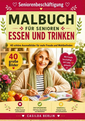 Malbuch für Senioren Essen und Trinken