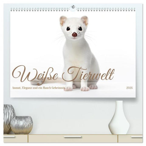 Weiße Tierwelt (hochwertiger Premium Wandkalender 2026 DIN A2 quer), Kunstdruck in Hochglanz