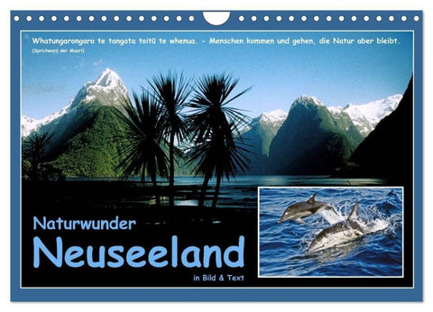 Naturwunder Neuseeland - in Bild und Text (Wandkalender 2026 DIN A4 quer), CALVENDO Monatskalender