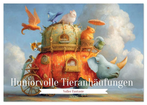 Humorvolle Tieranhäufungen - Voller Fantasie (Tischkalender 2026 DIN A5 quer), CALVENDO Monatskalender