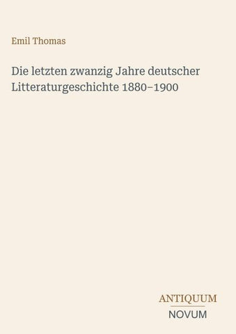 Die letzten zwanzig Jahre deutscher Litteraturgeschichte 1880-1900