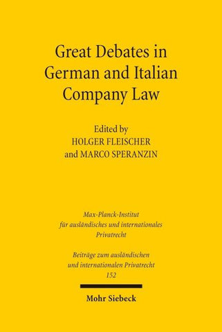 Great Debates in German and Italian Company Law