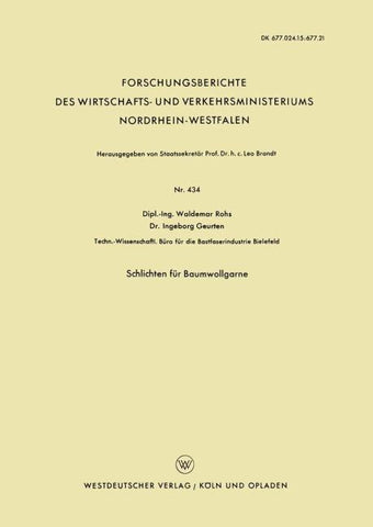 Schlichten für Baumwollgarne