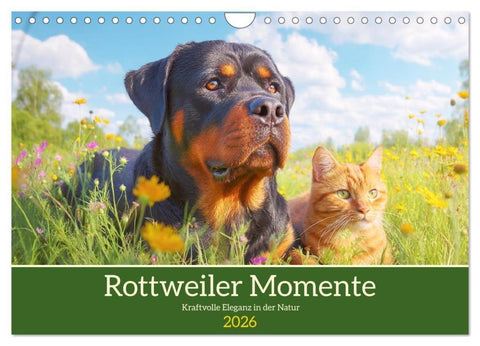 Rottweiler Momente. Kraftvolle Eleganz in der Natur (Wandkalender 2026 DIN A4 quer), CALVENDO Monatskalender