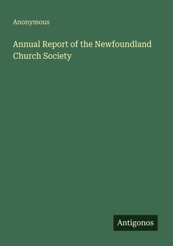 Annual Report of the Newfoundland Church Society