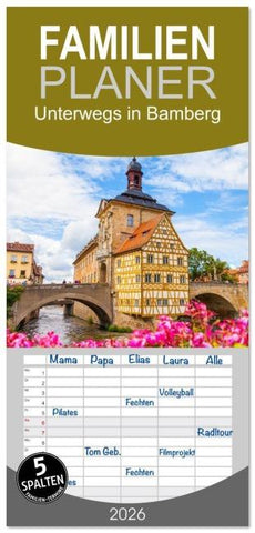 Familienplaner 2026 - Unterwegs in Bamberg mit 5 Spalten (Wandkalender, 21 x 45 cm) CALVENDO