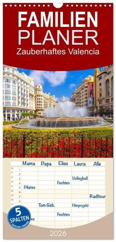 Familienplaner 2026 - Zauberhaftes Valencia mit 5 Spalten (Wandkalender, 21 x 45 cm) CALVENDO