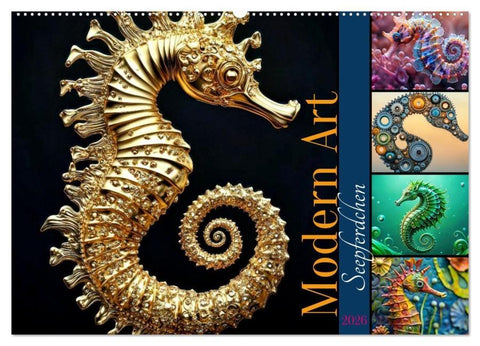 Seepferdchen - Modern Art (Wandkalender 2026 DIN A2 quer), CALVENDO Monatskalender