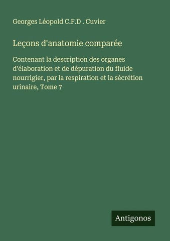 Leçons d'anatomie comparée