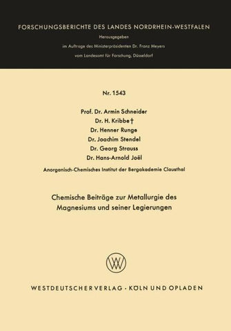 Chemische Beiträge zur Metallurgie des Magnesiums und seiner Legierungen
