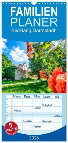 Familienplaner 2026 - Blickfang Darmstadt! mit 5 Spalten (Wandkalender, 21 x 45 cm) CALVENDO