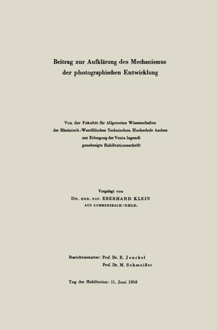 Beitrag zur Aufklärung des Mechanismus der photographischen Entwicklung