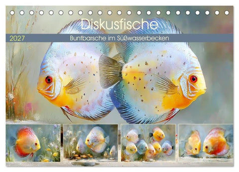 Diskusfische. Buntbarsche im Süßwasserbecken (Tischkalender 2027 DIN A5 quer), CALVENDO Monatskalender