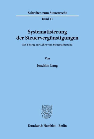 Systematisierung der Steuervergünstigungen.
