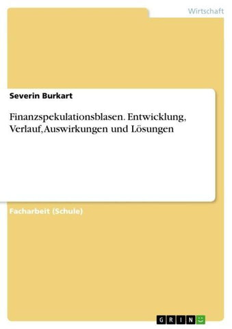 Finanzspekulationsblasen. Entwicklung, Verlauf, Auswirkungen und Lösungen