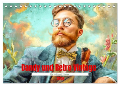 Dandy und Retro Vintage - Portraits mit Humor (Tischkalender 2026 DIN A5 quer), CALVENDO Monatskalender