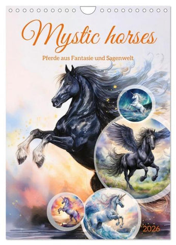 Mystic horses - Pferde aus Fantasie und Sagenwelt (Wandkalender 2026 DIN A4 hoch), CALVENDO Monatskalender