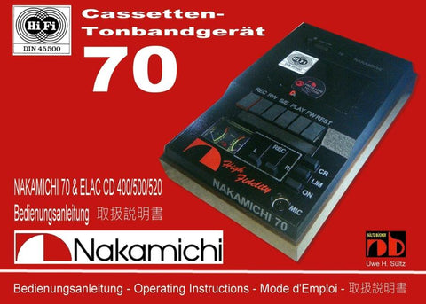 NAKAMICHI 70 & ELAC CD 400/500/520 Bedienungsanleitung