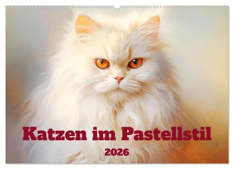 Katzen im Pastellstil (Wandkalender 2026 DIN A2 quer), CALVENDO Monatskalender