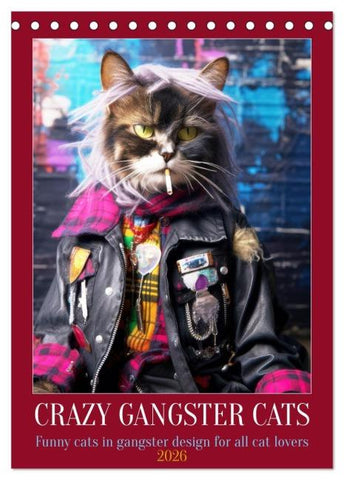 Crazy gangster cats (Desk Calendar 2026 DIN A5 portrait), CALVENDO 12 Month DeskCalendar