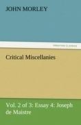 Critical Miscellanies (Vol. 2 of 3) Essay 4: Joseph de Maistre