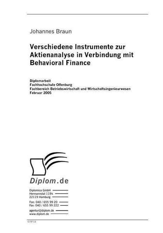 Verschiedene Instrumente zur Aktienanalyse in Verbindung mit Behavioral Finance