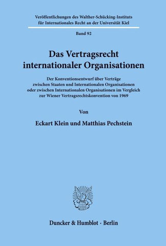 Das Vertragsrecht internationaler Organisationen.