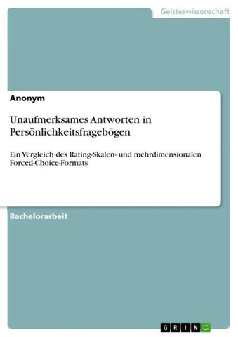 Unaufmerksames Antworten in Persönlichkeitsfragebögen
