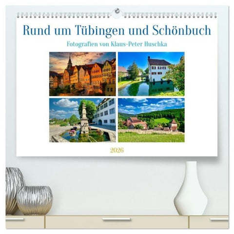 Rund um Tübingen und Schönbuch (hochwertiger Premium Wandkalender 2026 DIN A2 quer), Kunstdruck in Hochglanz