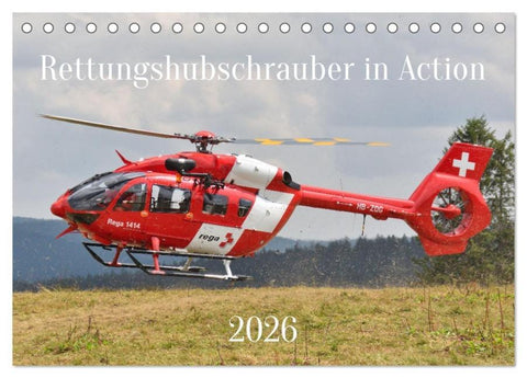 Rettungshubschrauber in Action (Tischkalender 2026 DIN A5 quer), CALVENDO Monatskalender
