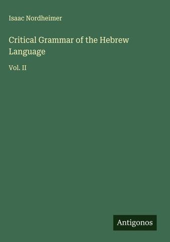 Critical Grammar of the Hebrew Language