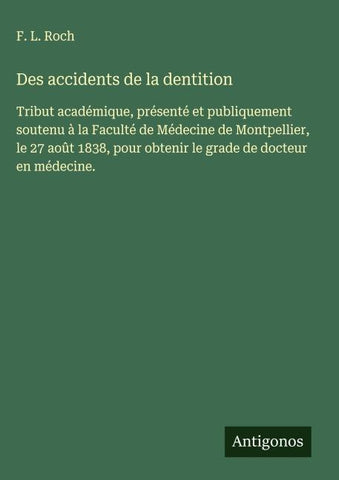 Des accidents de la dentition