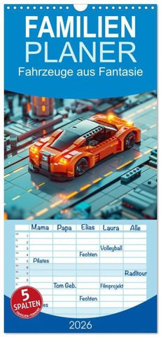Familienplaner 2026 - Fahrzeuge aus Fantasie mit 5 Spalten (Wandkalender, 21 x 45 cm) CALVENDO