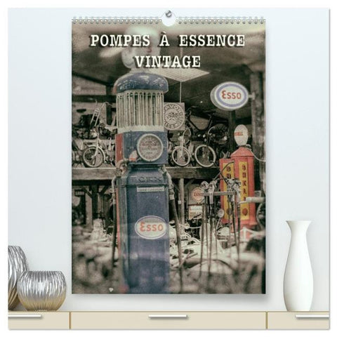 POMPES À ESSENCE VINTAGE (Calendrier mural 2026 DIN A2 horizontal) calendrier de bureau