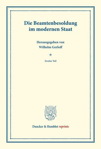 Die Beamtenbesoldung im modernen Staat.