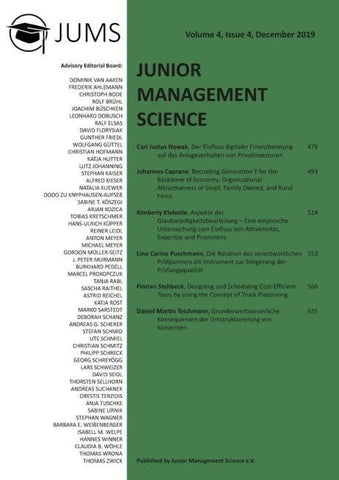 Junior Management Science, Volume 4, Issue 4, December 2019