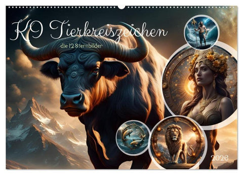 KI Tierkreiszeichen (Wandkalender 2026 DIN A2 quer), CALVENDO Monatskalender