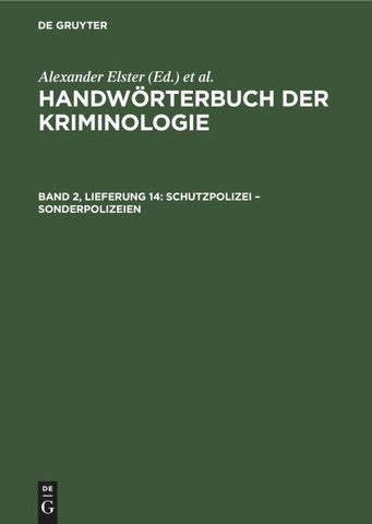 Handwörterbuch der Kriminologie / Schutzpolizei – Sonderpolizeien