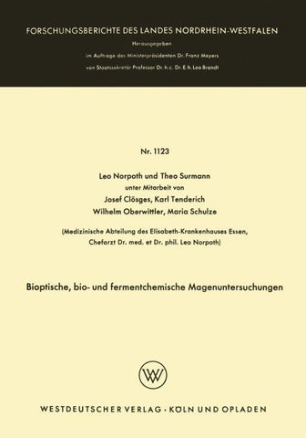 Bioptische, bio- und fermentchemische Magenuntersuchungen