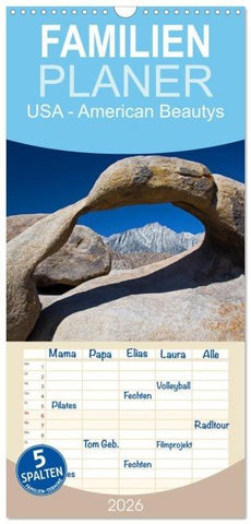 Familienplaner 2026 - USA - American Beautys mit 5 Spalten (Wandkalender, 21 x 45 cm) CALVENDO