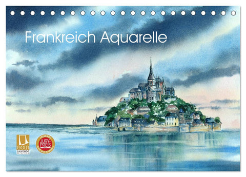 Frankreich Aquarelle (Tischkalender 2026 DIN A5 quer), CALVENDO Monatskalender